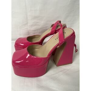Simmi Dolls Kill Pink Adley Platform Block 6" Heels Patent Vegan Leather 7